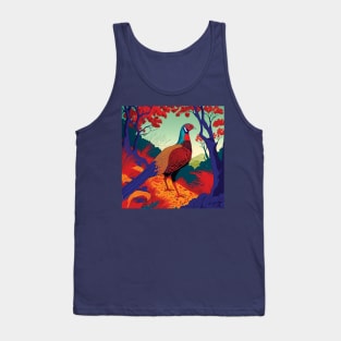 Elegant Pheasant in Japanese print style Art Tank Top